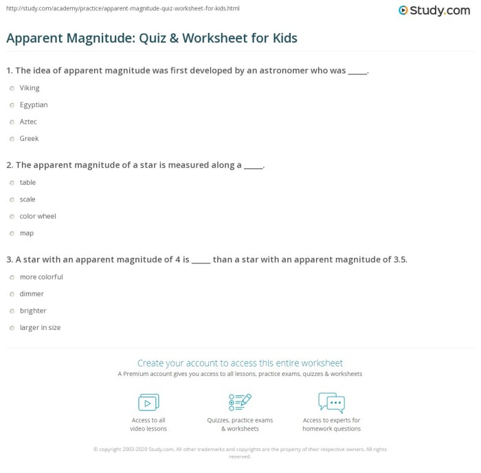 Star magnitude worksheet answer key