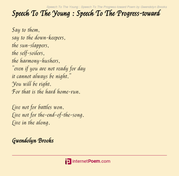 Gwendolyn brooks speech to the young