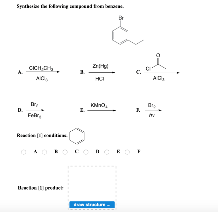 Synthesize the following compound from benzene