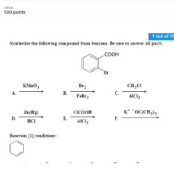 Synthesize compound following benzene answer sure parts transcribed text show